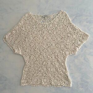 Dress Barn White Knit Crochet Short Sleeve To